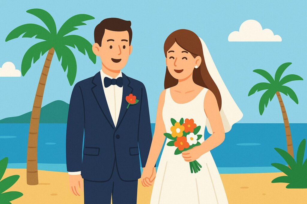 新婚旅行のイラスト