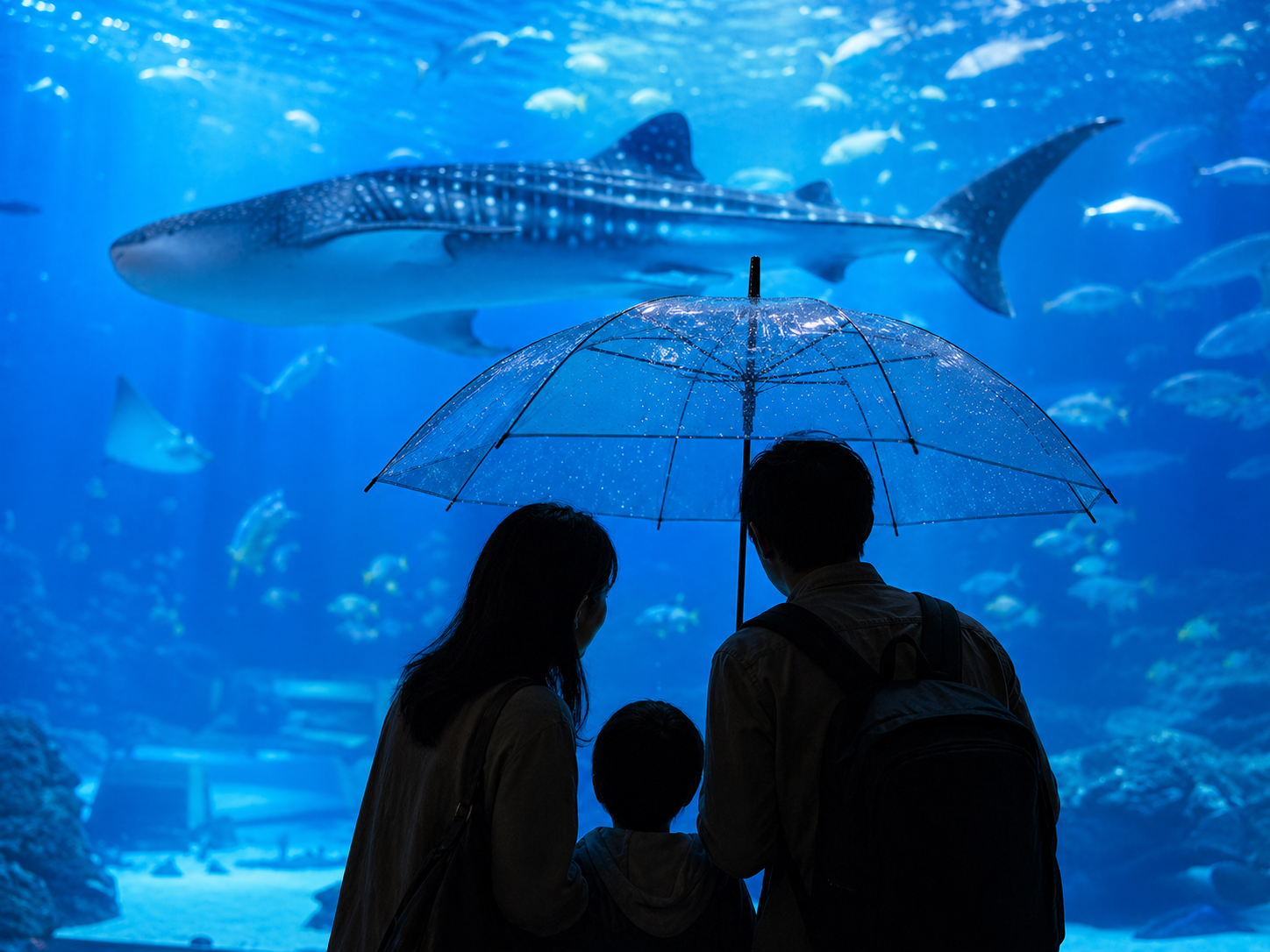 雨の日の水族館